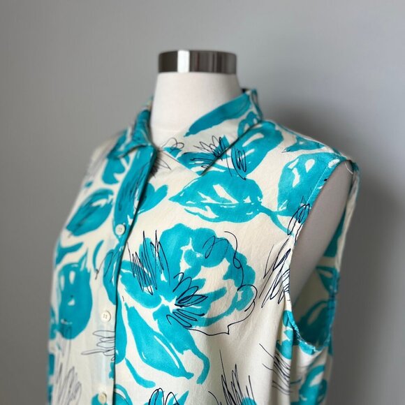 Vintage Women 100% Silk Blouse Floral Artsy Nature-Inspired Size 16 - Picture 15 of 16